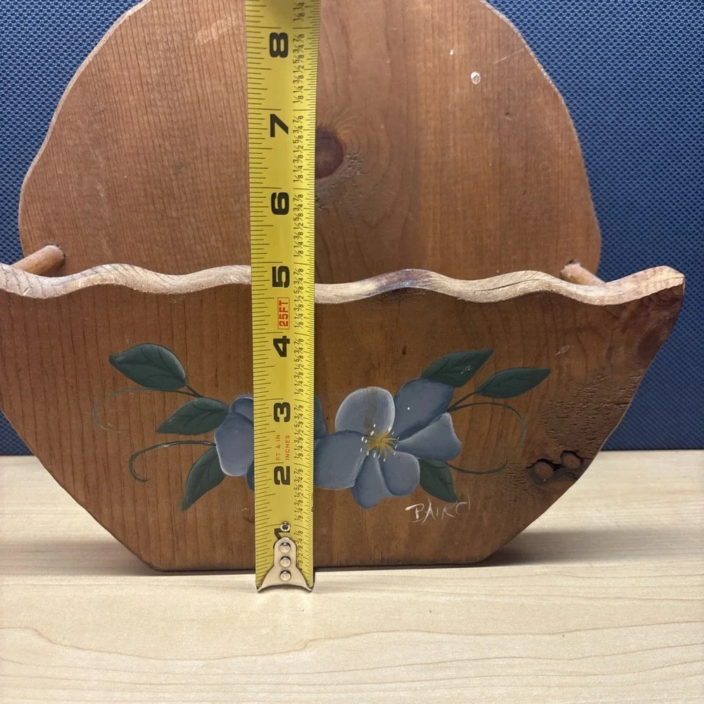 Vintage Wood China Wall Shelf Plate Rack Display Farmhouse Flower Painted. - Picture 7 of 15